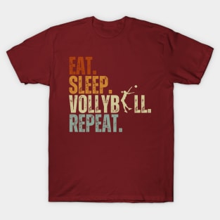 Eat Sleep Volleyball Repeat Kids Adult Women Retro Vintage T-Shirt